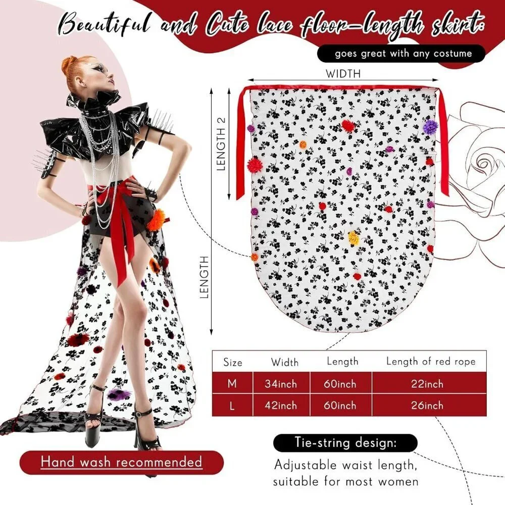 Women Day of Dead Tulle Skirt Mexican Flower Gothic Dress for Costume Party
